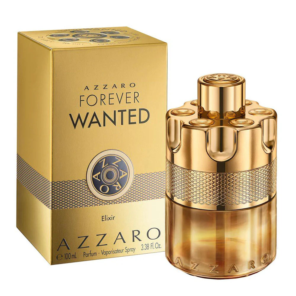 Azzaro Forever Wanted Elixir Parfum 100ml gold bottle and box